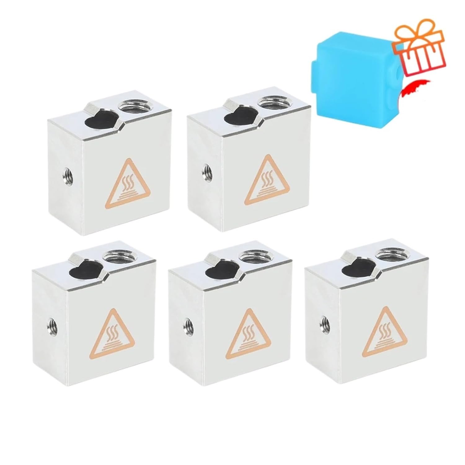 5/10pcs 3D Printer Parts Copper Heating Block Volcano Hotend Heat Nozzle(Volcano 10pcs,Copper Volcano)