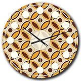 DesignQ - Orologio da parete moderno con motivo ornamentale retrò a V, colore: giallo