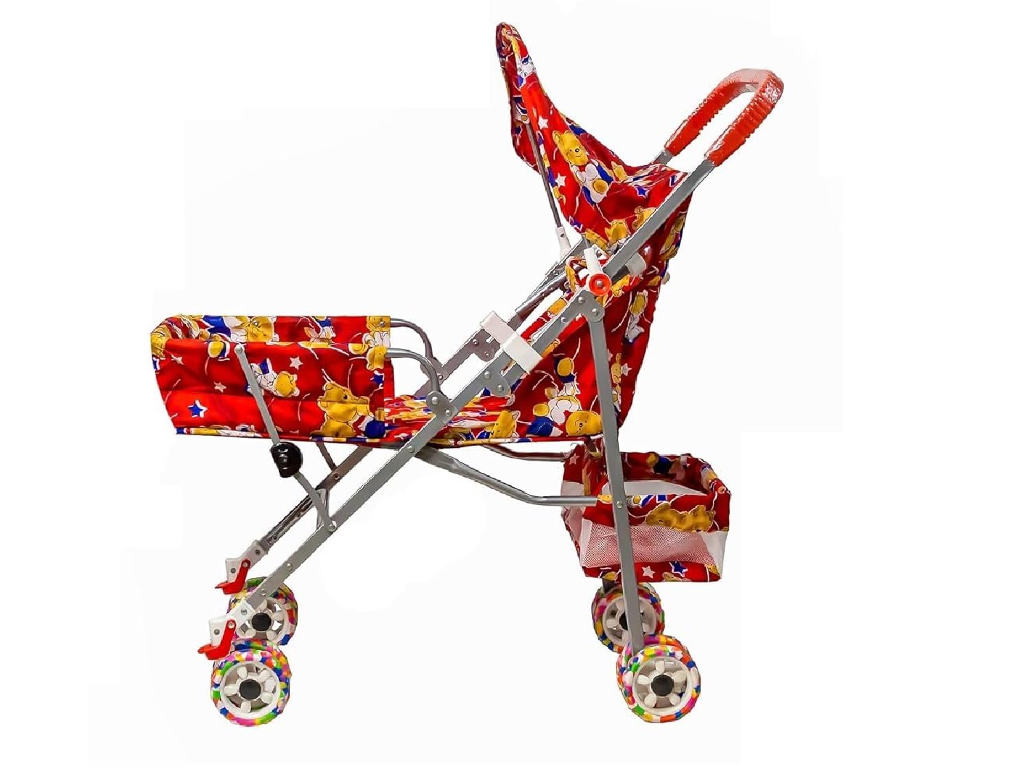 Maanit Teady Bear Stroller Foldable Babies Pram for Baby Ages 3 Years & Above (Red)