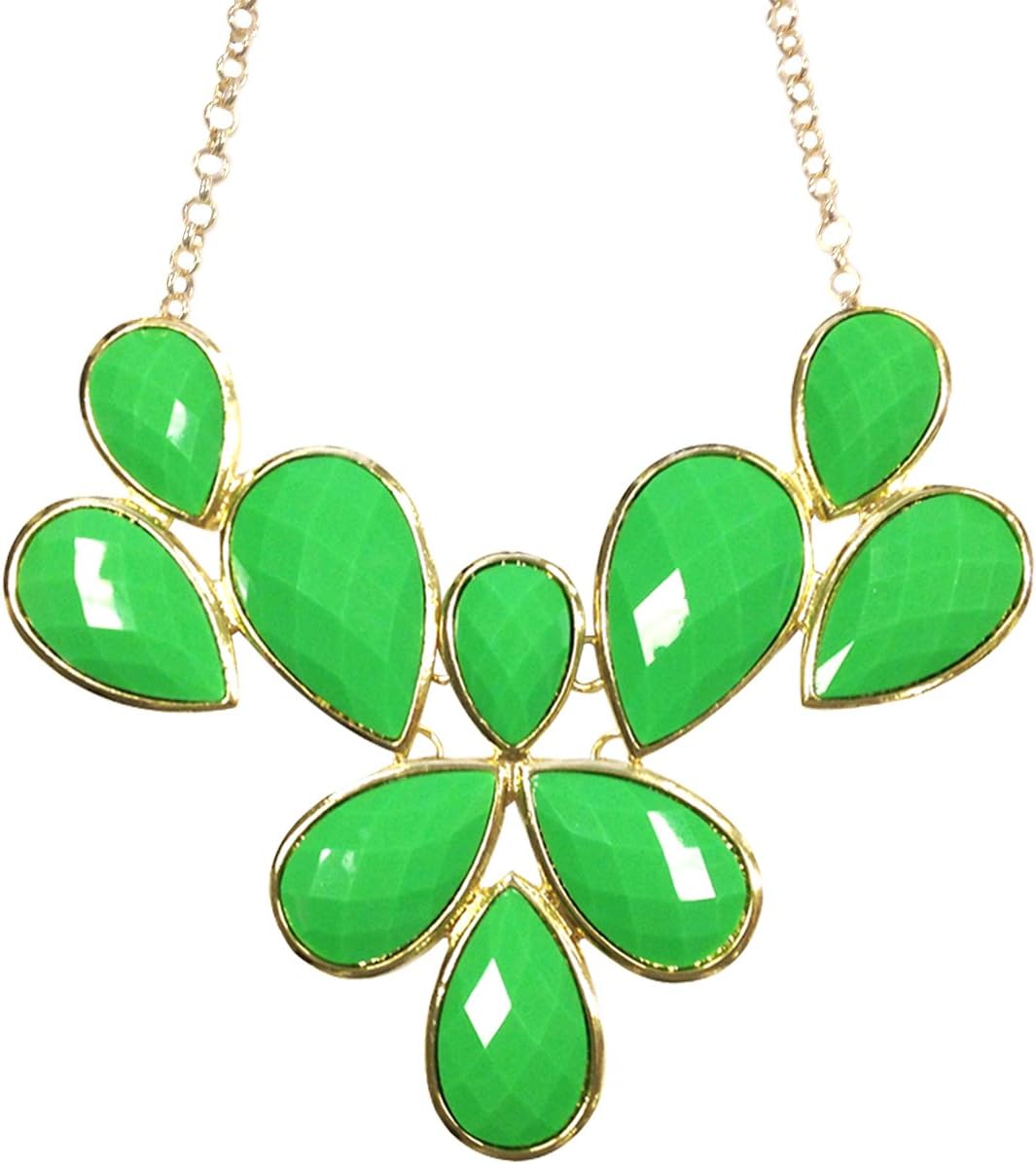 Wrapables Fancy Drop Shape Bubble Bib Statement Necklace, Green