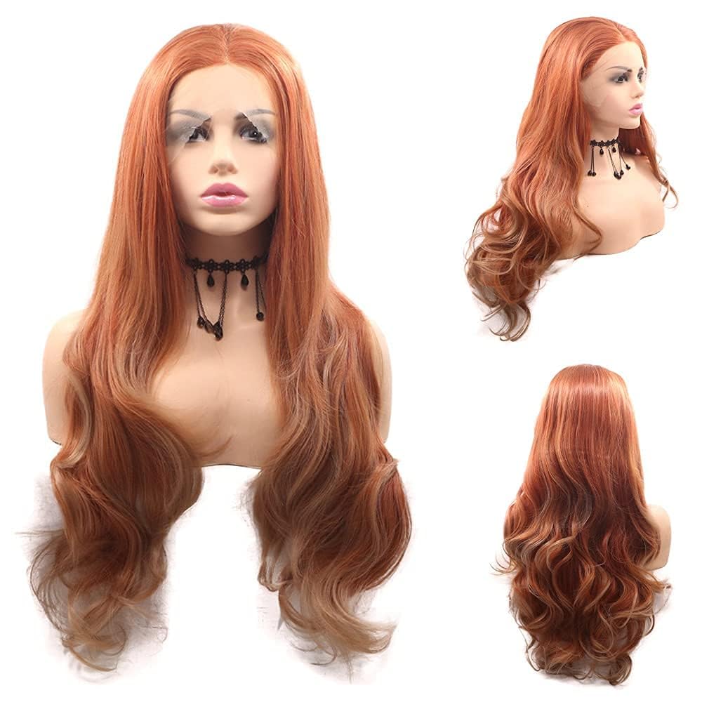 24Inches Ombre Wig Body Wave Dark Roots to Purple Blue Gray Colorful Wig Heat Resistant Synthetic Lace Front Wigs for Women Pastel Lavender Mermaid Wigs Holidays Party