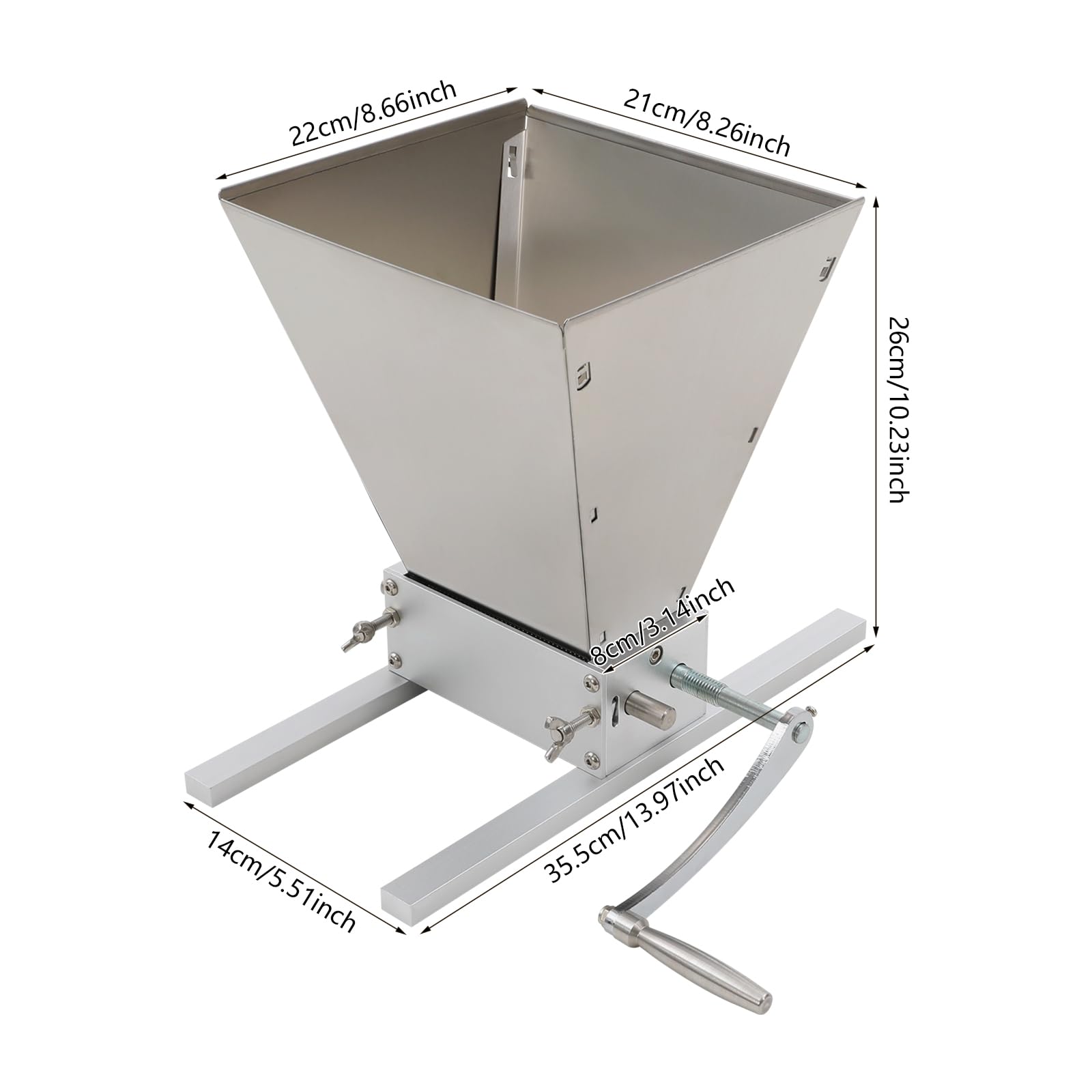 Manuelle Getreidemühle, 4LMalzmühle, Haferflocken Quetsche, HandschrotmüHle | Flockenquetsche mit 2 Schleif Methoden und Verstellbaren Walzen (0-2.5mm), Verstellbare Grainmühle, Edelstahl Kornmühle