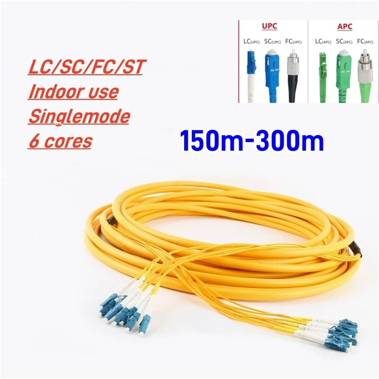 Cavo patch in fibra ottica LC-LC 150-300m monomodale 200m250m in bundle SC FC ST E2000 SM 6C Bundle(250m LC-LC)
