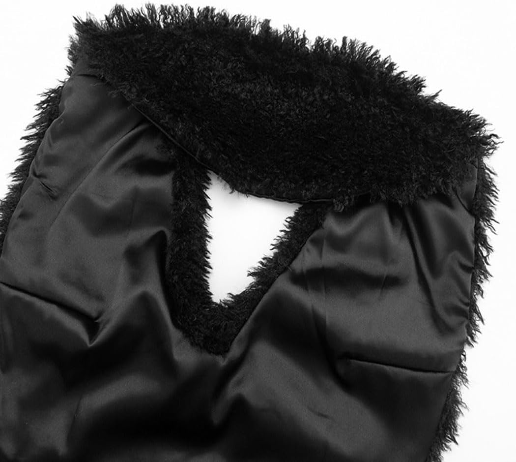 Women Strapless Tops Halter Backless Tie Lace Up Faux Fur Vest Sleeveless Feather Fuzzy Tank Shaggy Waistcoat Cape - Image 7