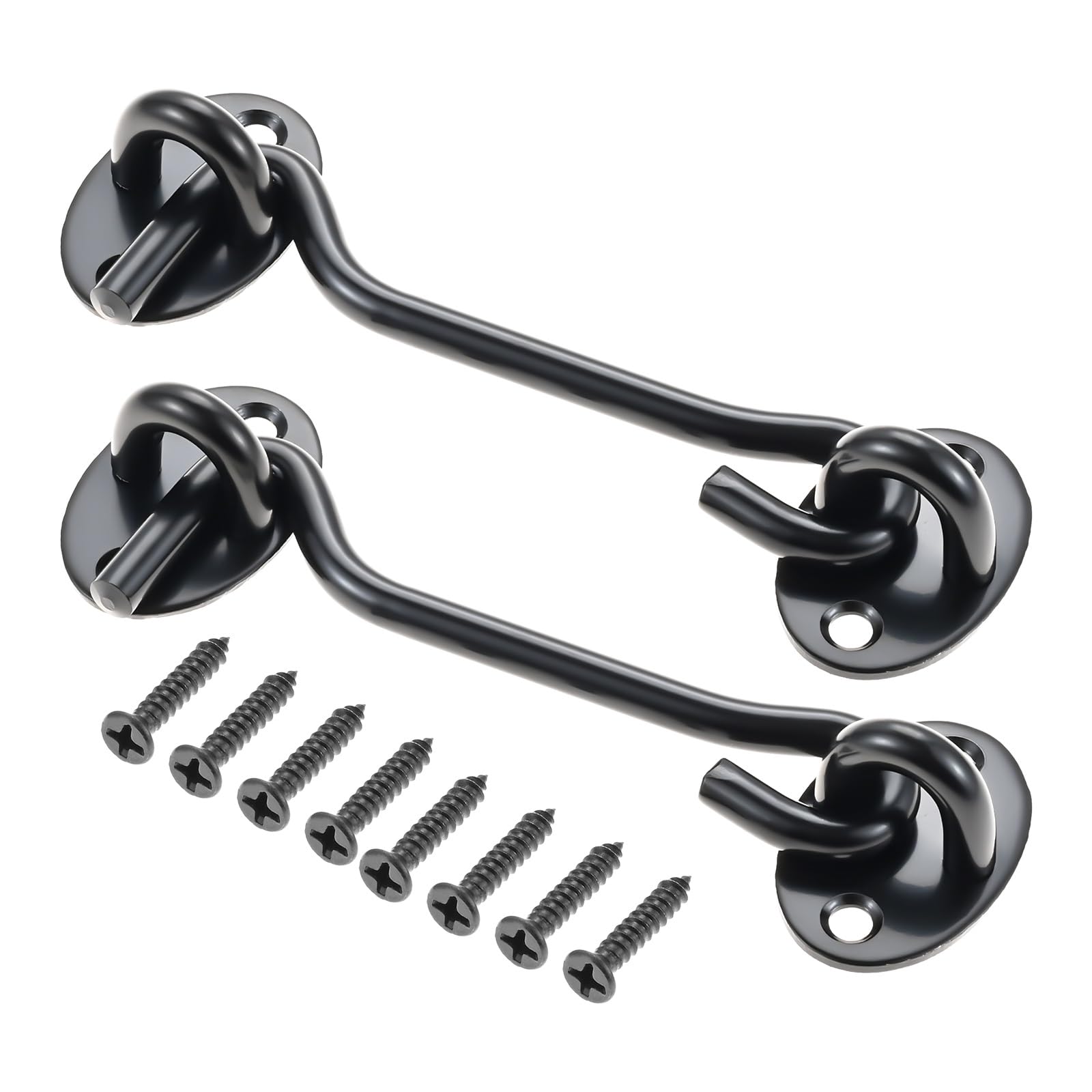 Liozdmd 4Inch Home Furnishings 2Pcs 3-16Inch Window Cabin Hooks And Eye Latch Lock For Patio Doors Shed Gate Catch Silent Holder Stainless Steel With Screws(4Inch)