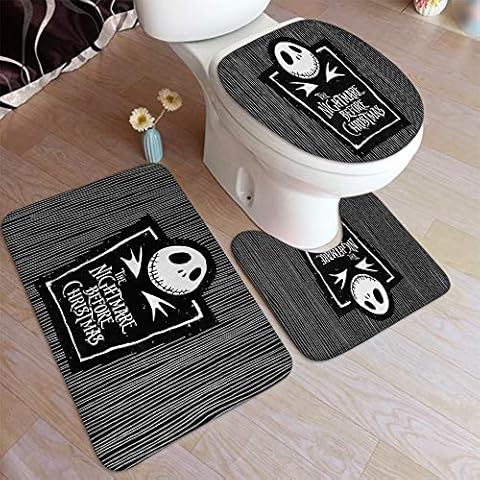 3 Piece Super Plush Non-Slip Bath Mat Rug Set Nightmare Before Christmas Toilet Carpet Rugs… Cover