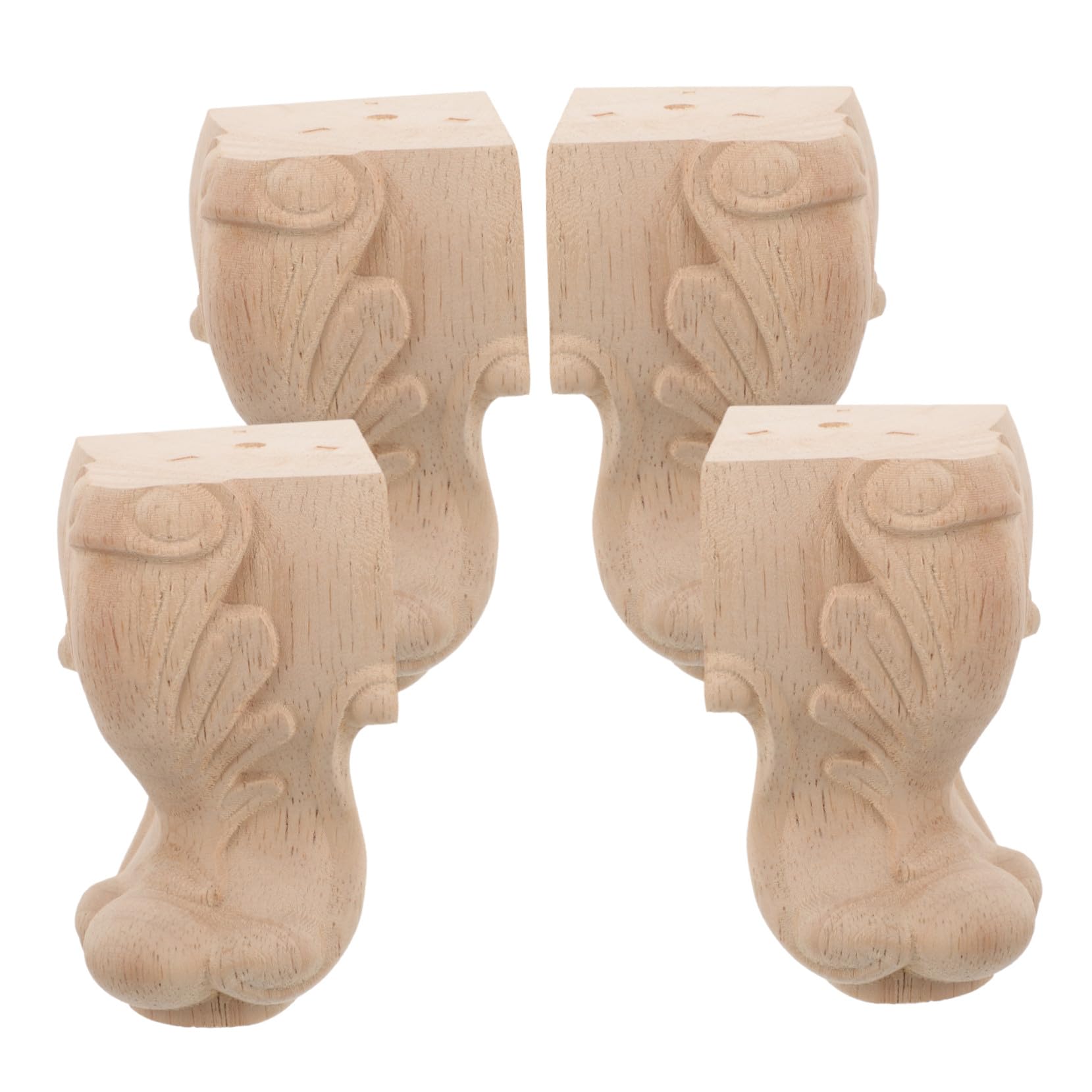 Patas de madera maciza talladas de estilo europeo para sofa y mueble de TV Juego de 4 piezas