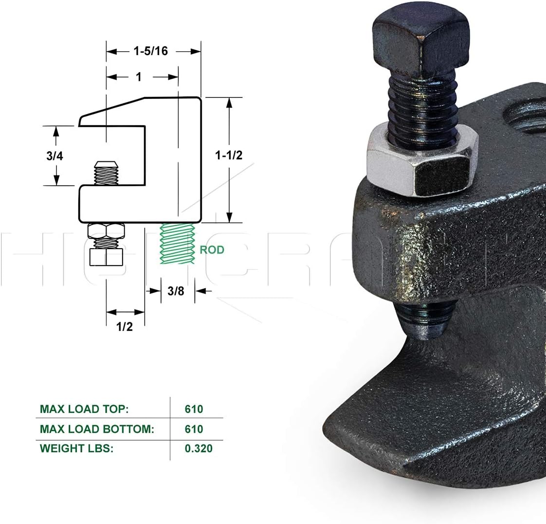 Highcraft DMCT-C12-10 Junior Beam Wall Ceiling Mount Vertical Piping Support-Clamp for Copper, PVC Tubing, 1/2 in, Uncoated Steel (10 Pack)