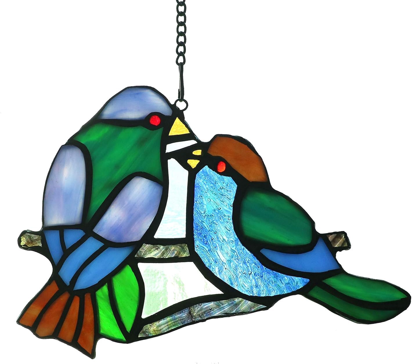 Stained Glass Window Hangings Sun Catcher Honey Love Birds, 8" x 5"