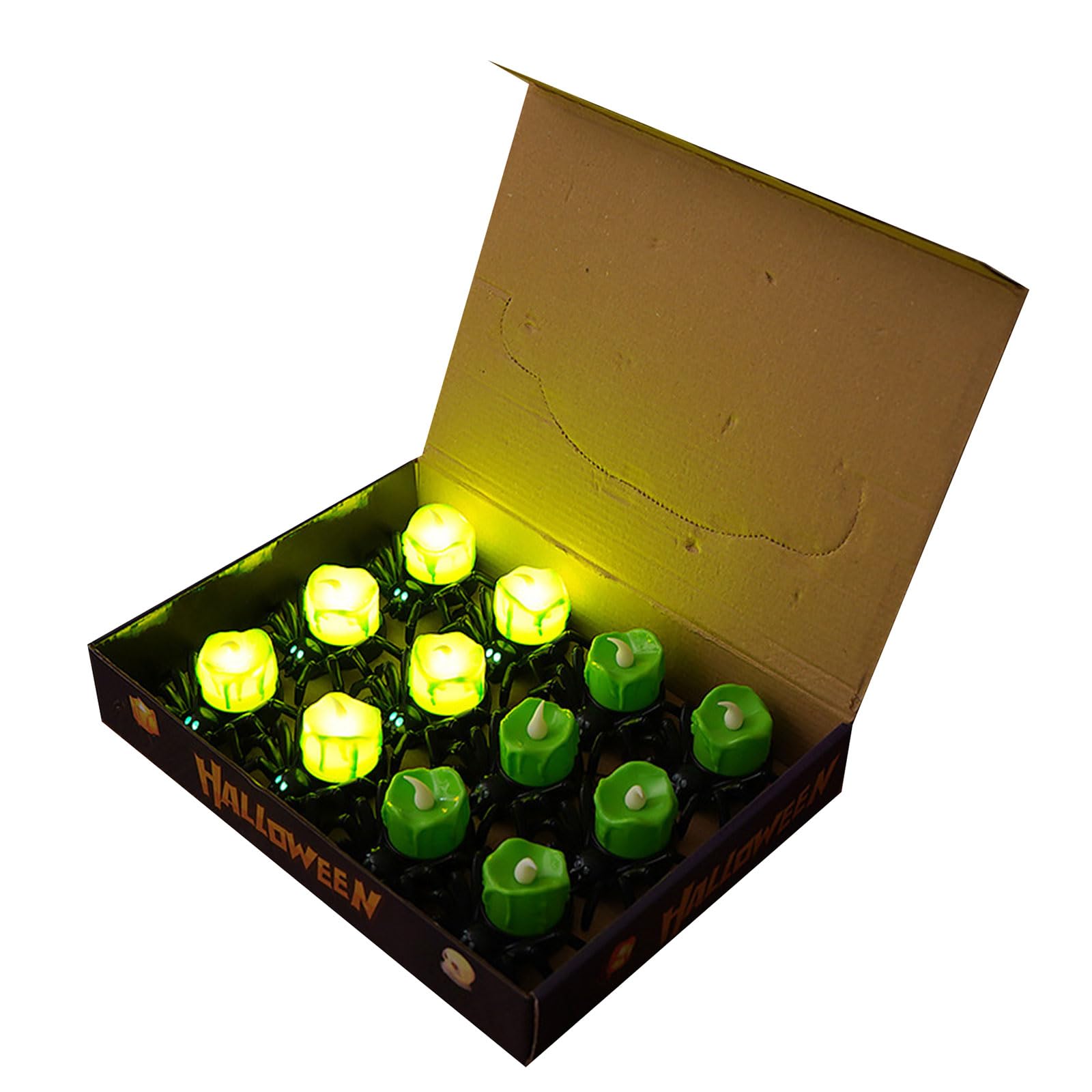 Tsophreniq 12 Pack Halloween LED Lights Flameless Battery for Eerie Party Table Decorations Halloween Centerpiece