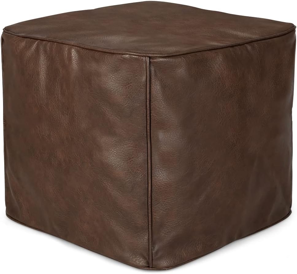 ROTOT Ottoman Pouf Square Shape, Foot Rest Faux PU Leather