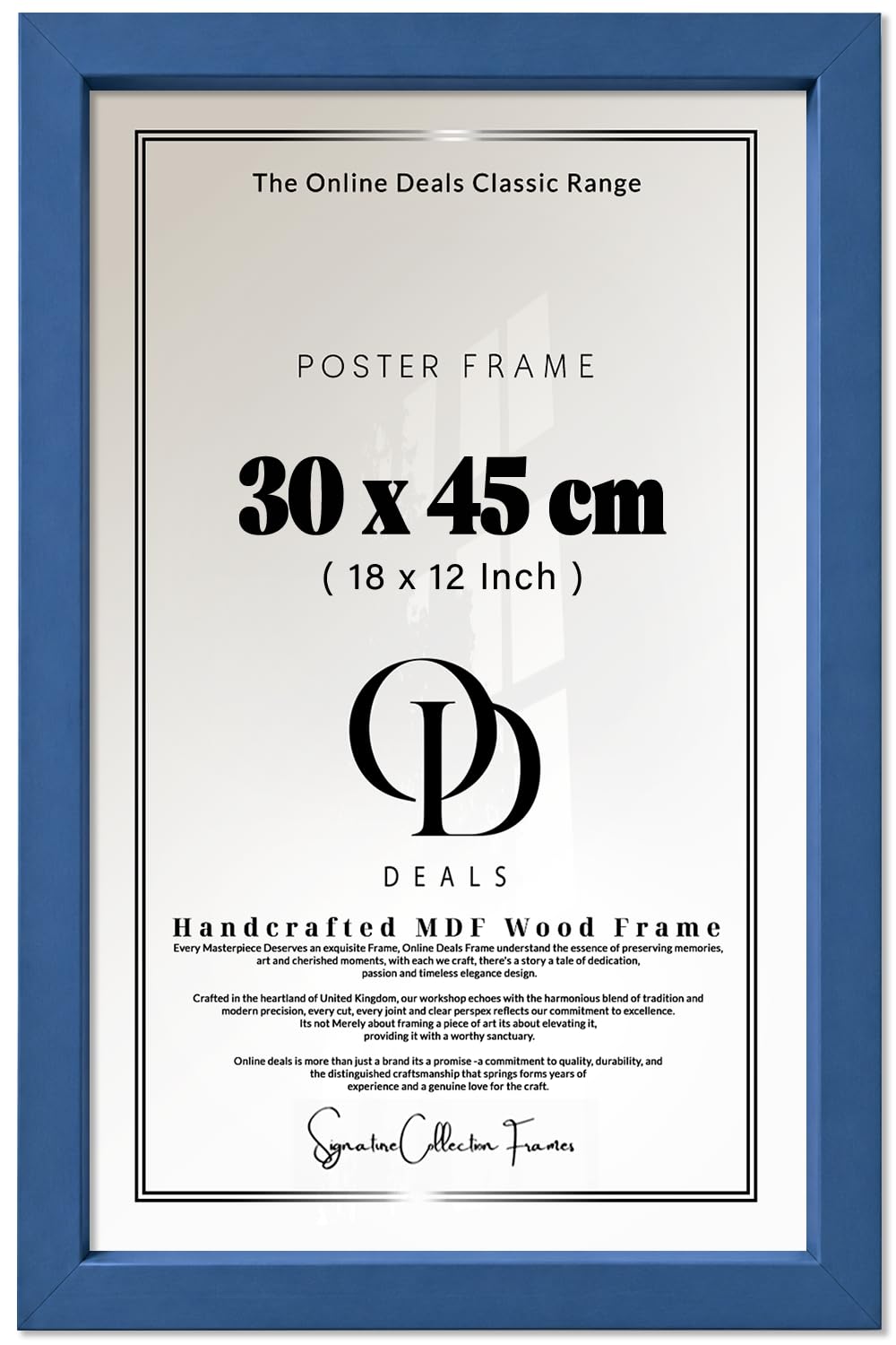 OD Deals | Sophisticated Poster Frame (30 X 45 CM, 18 X 12 Inch) — Vertical And Horizontal Display For Art And Photo Presentation In Living Rooms And Offices Blue With Slim Profile And Easy Mount