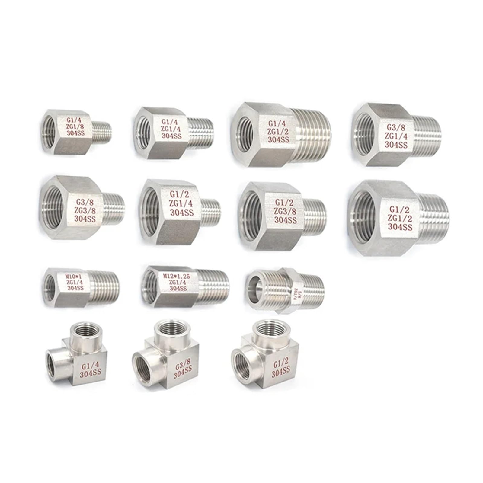 Adaptateur manomètre 304 inox 1/4 raccord épaissi haute pression L-02
