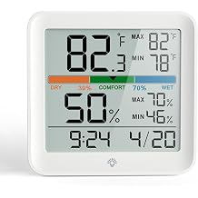 High-Precision Hygrometer Digital Indoor Thermometer and with Clock, Featuring Calibration Backlight, and Comfort Indicator; Ideal for Homes and Schools, Supports 24-Hour High/Low Records