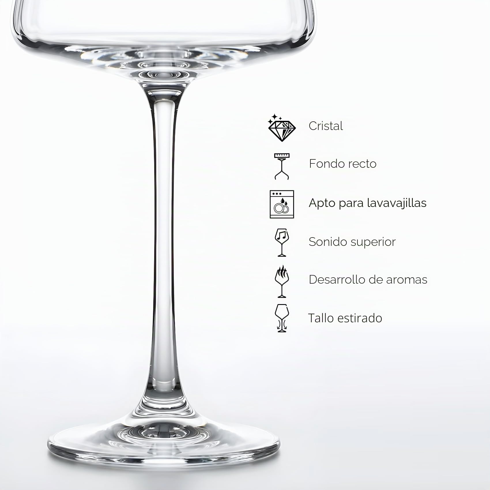 Vasos Martini, 4 unidades, 22 cl, cristal, cristalino, resistente, espresso, cócteles