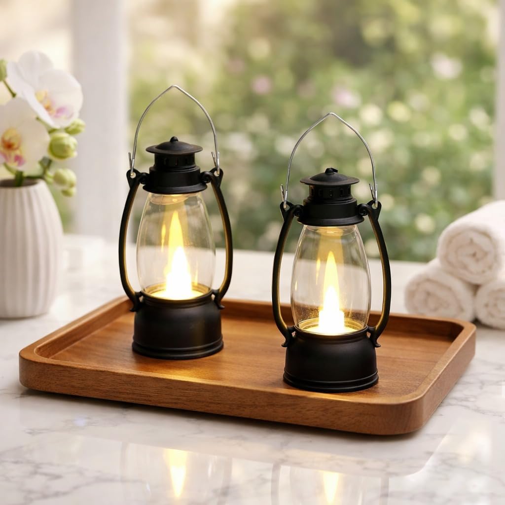 Satyam Kraft 2 Pcs Flameless & Smokeless Acrylic Antique LED