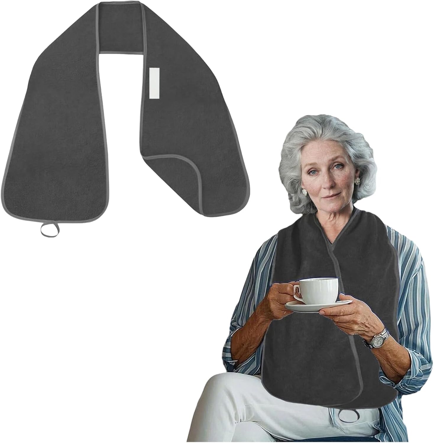 Sholeno Reversible Adult Bibs for Elderly Dining Clothing Protectors Washable Dining Scarf for Senior Citizens