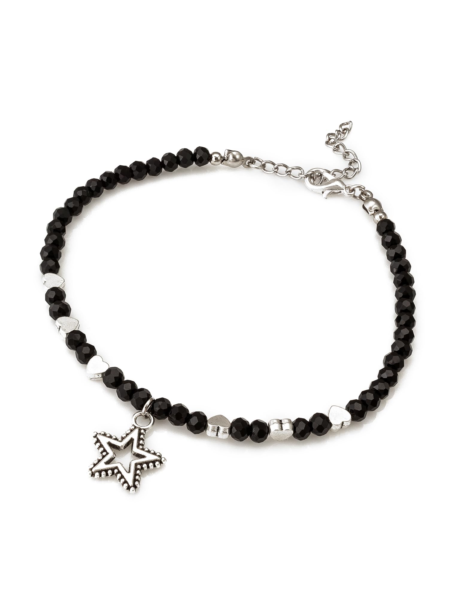 Aadita Oxidized Black Beads Star Fashion Anklet for Women and Girls (Single Piece)-image-32