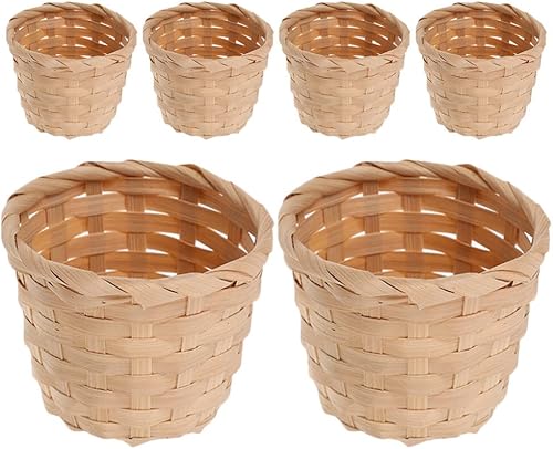 Miniatura 1 de Kichvoe 6 unidades mini cesta tejida en miniatura cesta de flores casa de muñecas cesta de picnic pequeño contenedor de fiesta de casa de campaña,