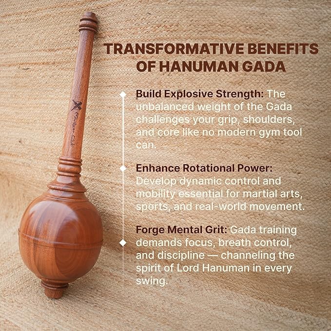 Image of Premium Hanuman Gada for Strength Training & Mobility | Handcrafted African Mahogany Mace | As Seen on Shark Tank India! | Ancient Indian Fitness Tool (2-3 kg)