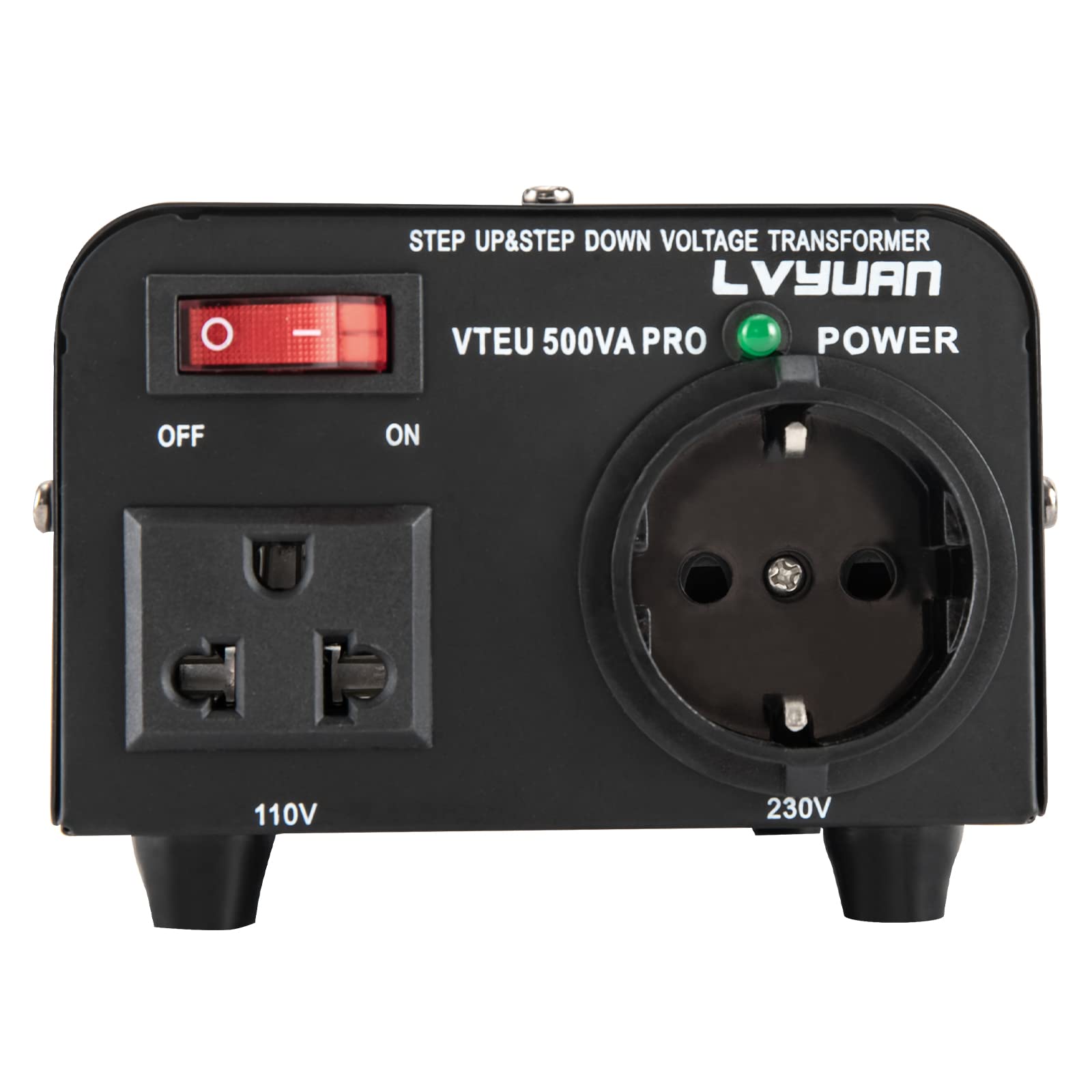 Trasformatore di tensione da 500 VA, inverter con indicatore a LED, piedini di sostegno: 220 – 240 V, uscita: 100 – 110 V, trasformatore per computer portatili, lame da raso, console di gioco