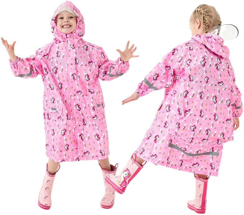 Fewlby Kids Raincoats For Girls Boys Cartoon Toddler Rain Wear Children Waterproof Raincoat Jacket Poncho 4-16 Years - Image 3