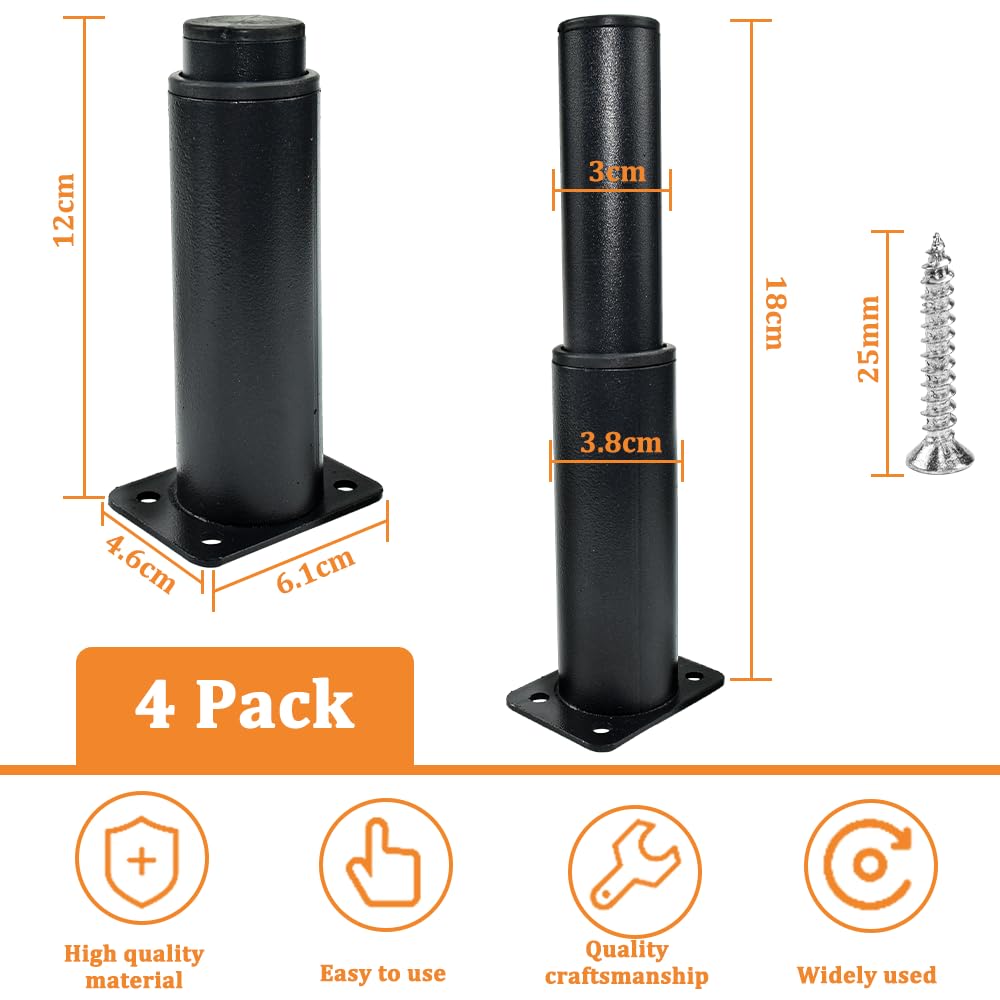 4 Piedini Regolabili Per Mobili In Acciaio - Altezza 80-120mm, Per Tavoli, Armadi, Letti