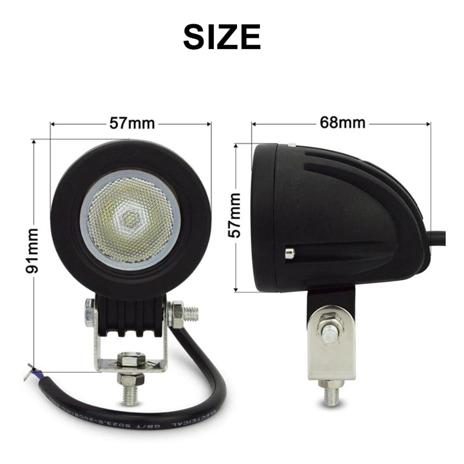 Luci Fendinebbia A LED Per Motociclette, Faretti Da 10 W, Luci Da Lavoro Da 2 Pollici, Fari A LED Per Motori Da 24 V E 12 V Per Auto 4X4 Fuoristrada(2X square spot)