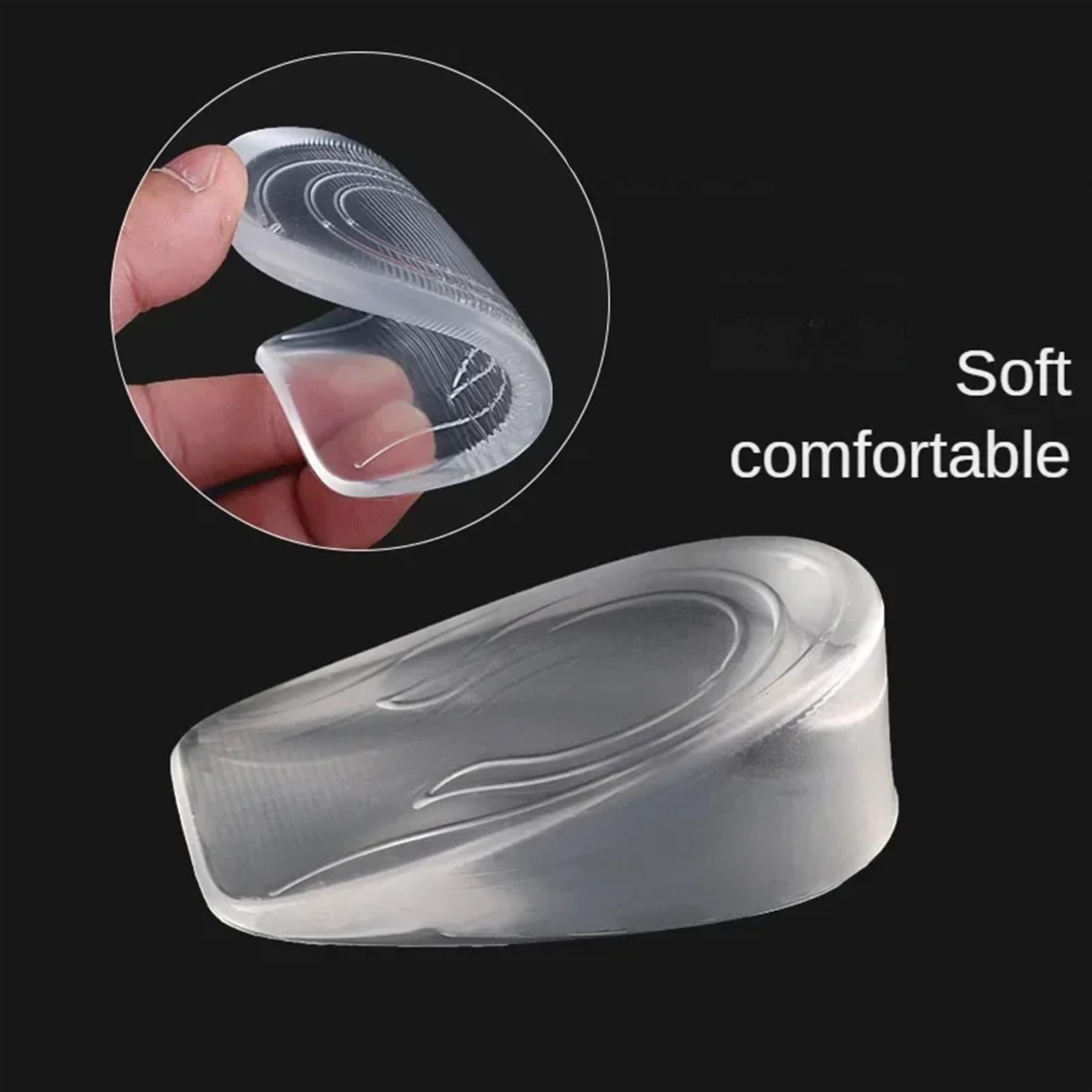 Solette per aumentare l'altezza 6 Pz/3 Paia 1-3 CM Invisibile Aumento Di Altezza Solette Inserti Sollevamento Del Tallone Silicone Trasparente(Women1cm)