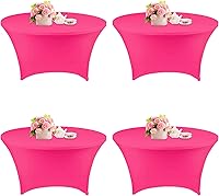 Vista 12 de Paquete de 4 manteles redondos de elastano de 6 pies de 72 pulgadas, mantel elástico lavable y resistente a las arrugas, mantel redondo ajustado