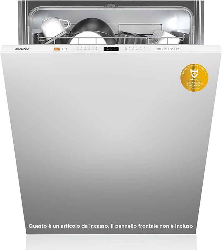 COMFEE' CDWPB1215P-W Lavastoviglie da Incasso con 12 coperti, 8 Programmi, di avviamento ritardato, Funzione di Mezzo Carico, Home Connect, cloud wash, Asciugatura Extra - Inox