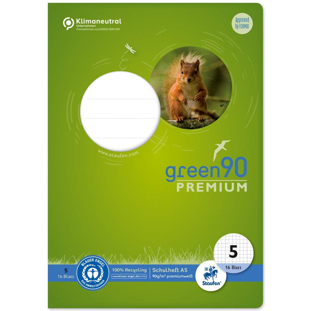 Staufen 040780005 Notebook Green Ruling 5, DIN A5, 16 Sheets, 90 g/m², 5 mm Squared, Pack of 1      Office Product – December 18, 2020