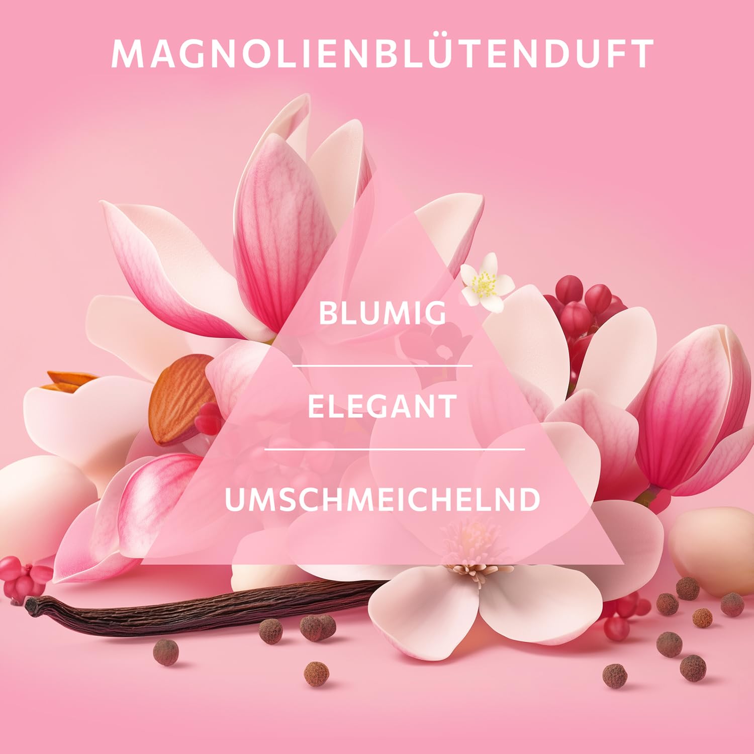 VANDINI HYDRO 6 x Ducha de cuidado para mujer de 200 ml con flor de magnolia y leche de almendras – Gel de ducha para piel normal a seca – vegano, sin parabenos ni siliconas, dermatológicamente