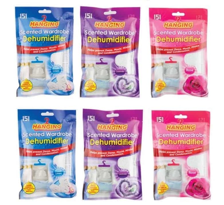 3 Pack Scented Hanging Wardrobe Dehumidifier | Helps Damp Mould Mildew Condensation | Wardrobe Caravan Boats (6)