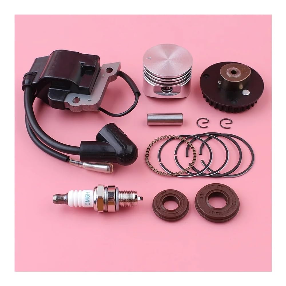 Bobina de Encendido, pistón de 35mm, polea de árbol de levas, Sello de Aceite, Kit de bujías Apto for GX25 GX 25 25cc, Pieza de Repuesto for cortacésped de 4 Tiempos