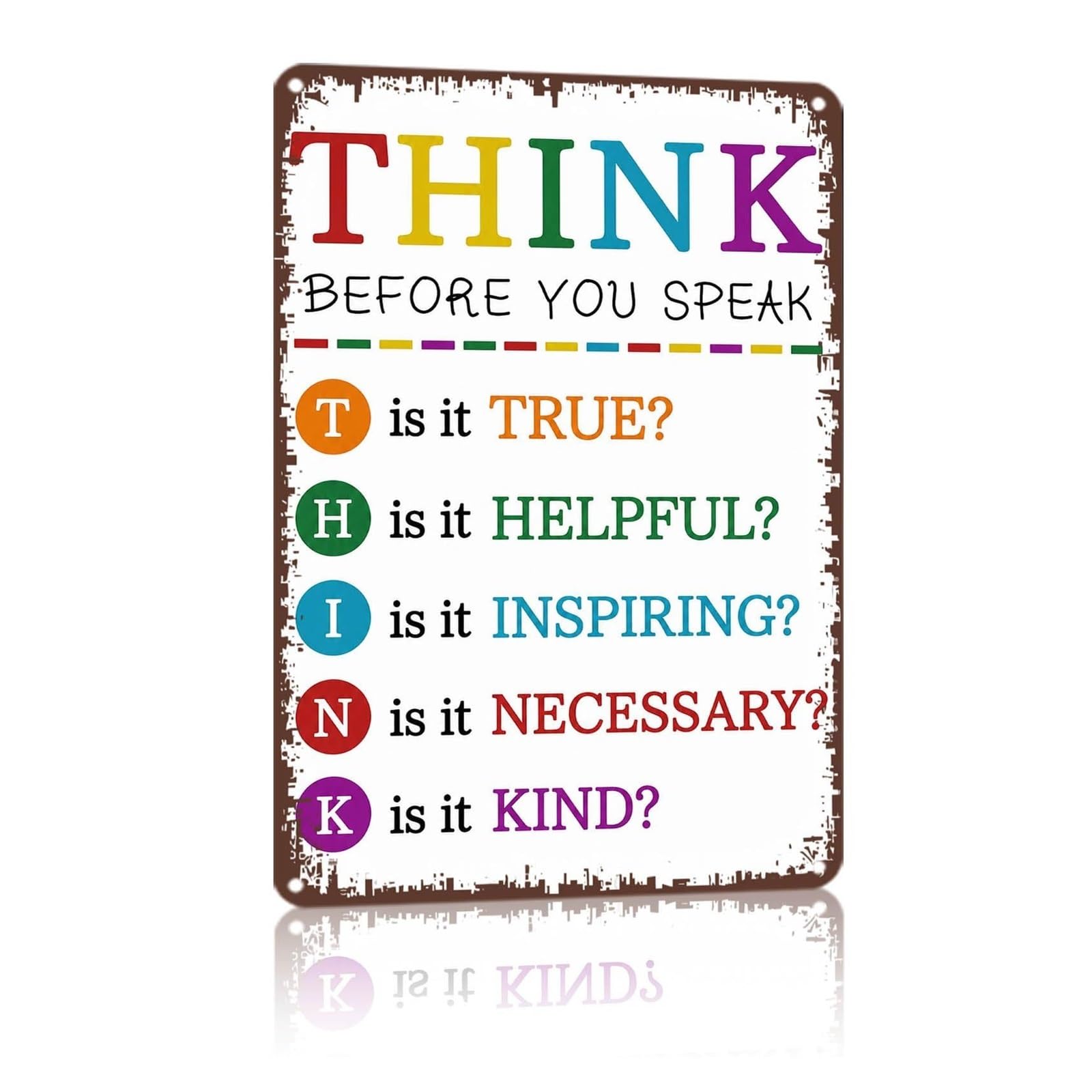 IDGTTLDF Social Skill Metal Sign Pause Reflect Choose Response Tin Plaque Faded Typography For School Counselor Office Shelf 8 X 12 inch