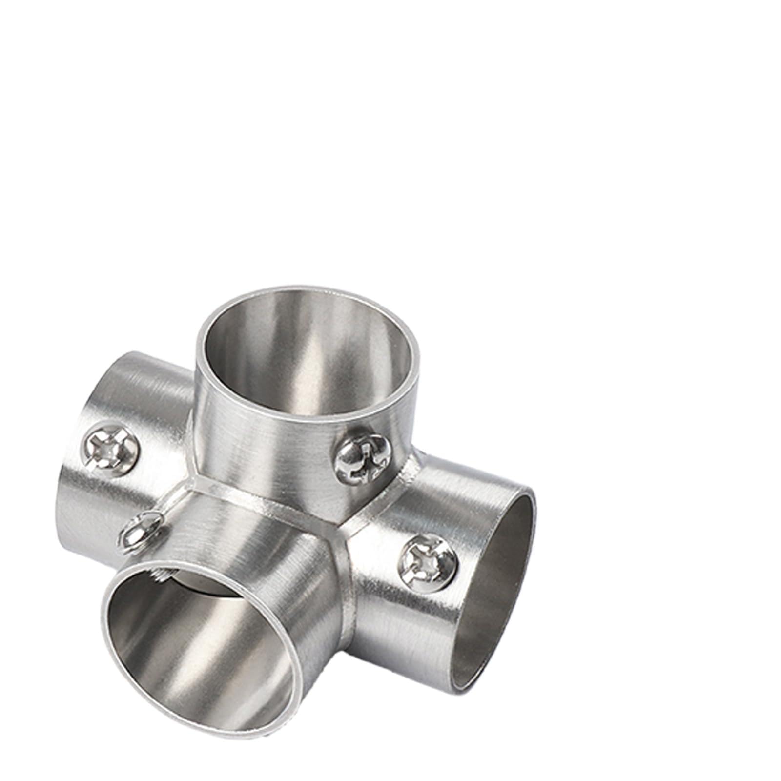 Tfaoys 4Ways A Round Tube Connector Connection Fastener Stainless Steel 3 Way Elbow Pipe Fitting Connector Accessories Enduring Round Pipe Fixed Joint Storage Rack