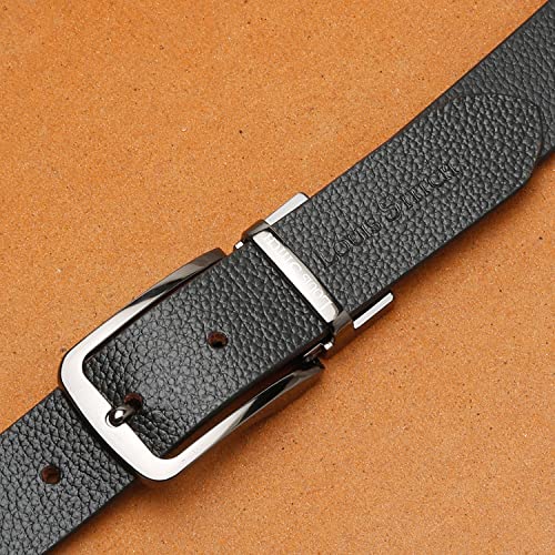 Image of LOUIS STITCH Men's Italian Leather Reversible Belt 1.25 inch (35mm) Handcrafted Formal Waist Band Officewear Men Gents Boys (Brown /Black) (FF-CS-)