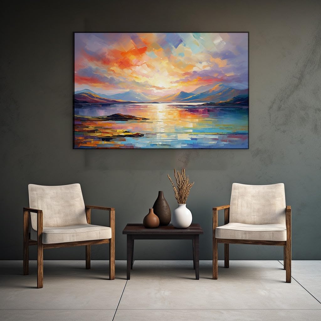 Canvas for Living room. Sunset Splendor Reflected in Tranquil Waters, 27 x 18 inch Canvas Wall Art - Contemporary Masterpieces - Modern Home Decor - 69x46 cm (27x18 inch)