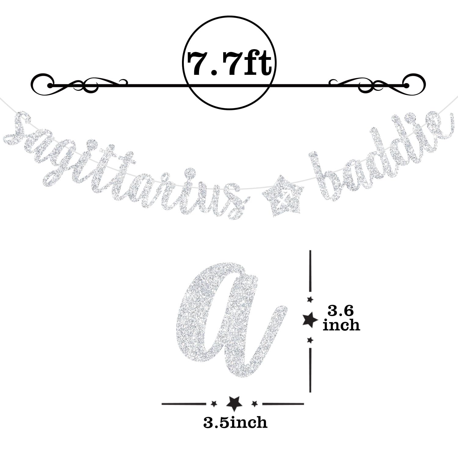 Sagittarius Baddie Birthday Banner - Gold Glitter Zodiac Sign Decor, 7.7ft Long, DIY Hanging - View #2