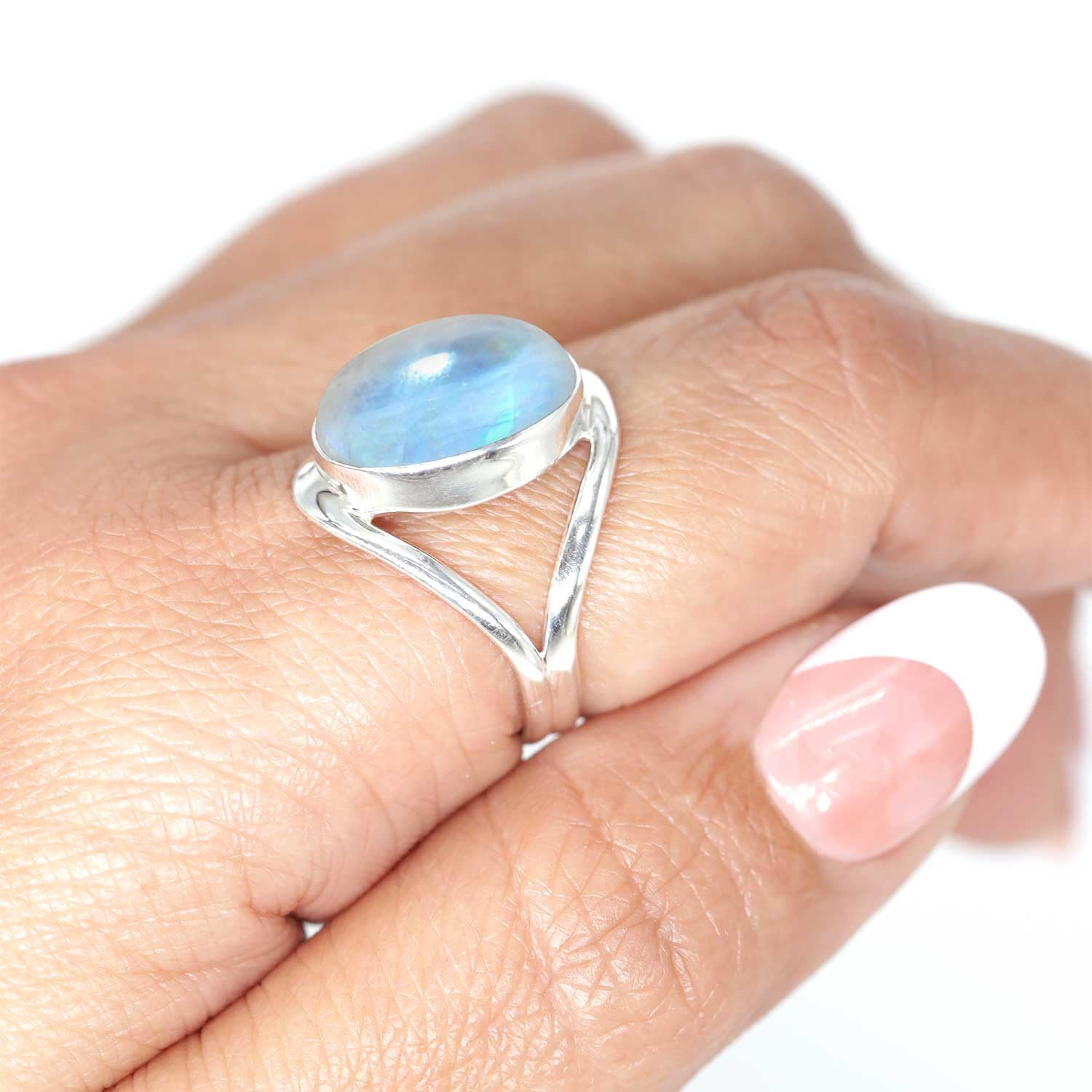 Jeweloporium Natürlicher Edelsteinring für Frauen, Perle, Tigerauge, Lapislazuli, Kristall, oval, Boho, echtes 925er Sterlingsilber, handgefertigter Schmuck