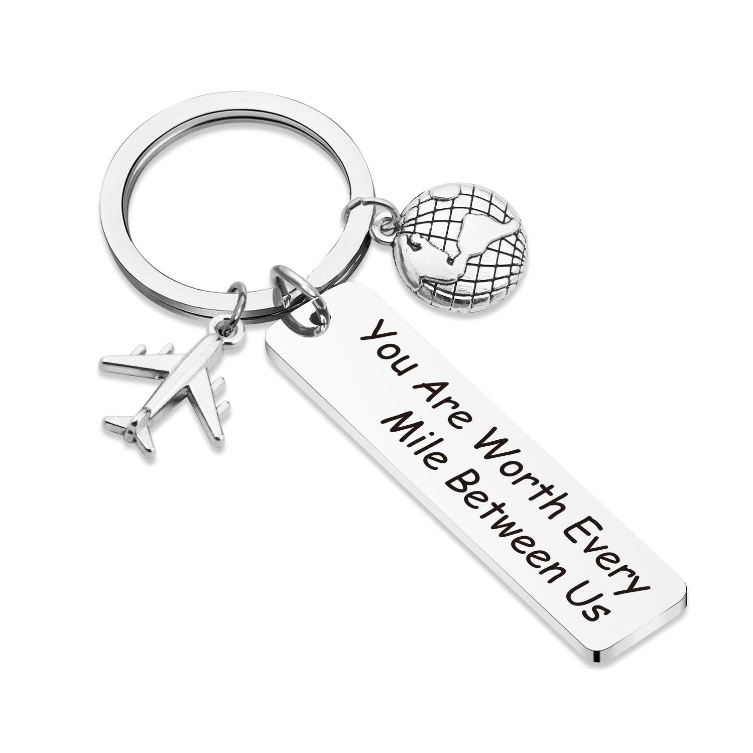 GenericSELOPU Long Distance Relationship Keychain Farewell Gift Couple Keychain You Are Worth Every Mile Between Us Keychain