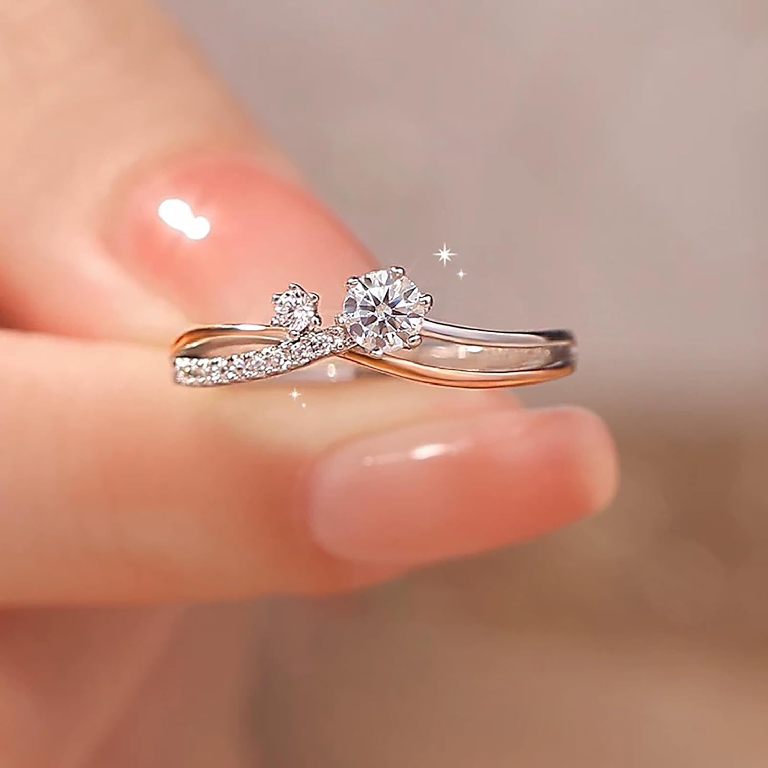 925 Sterling Silver Shiny CZ Interweave Ring for Women Luxury Twisted Cubic Zirconia Promise Rings CZ Diamond Multi Row Band Ring for Her Eternity Engagement Wedding Valentine Day Jewelry Gift - Image 3