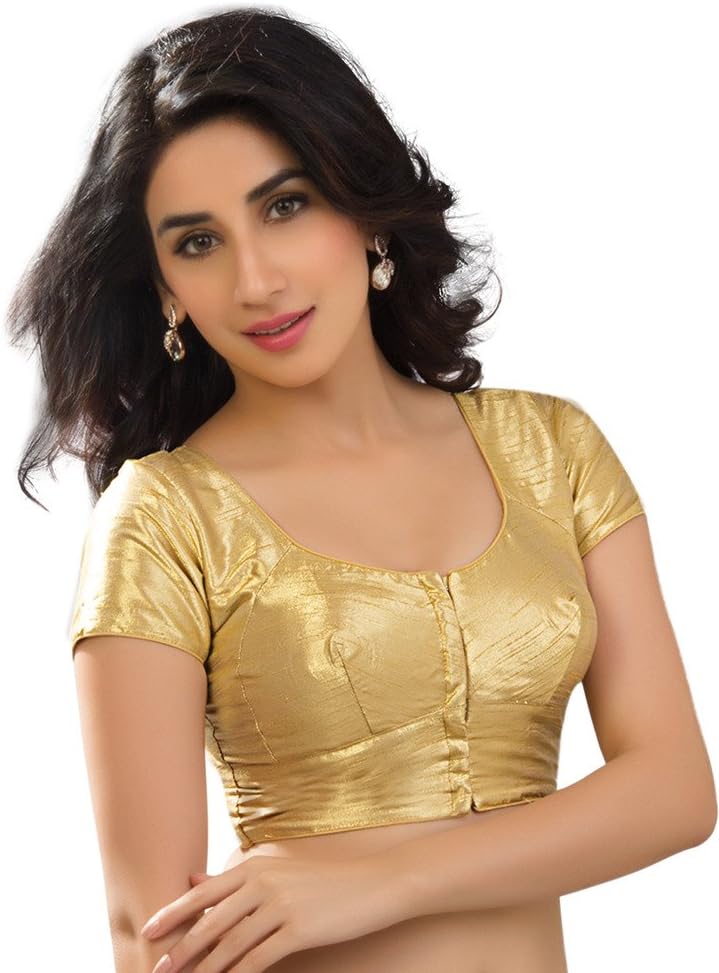 Bollywood Blouses Women's Katori Style Shimmey Designerr Saree Blouse Non Padded Gold
