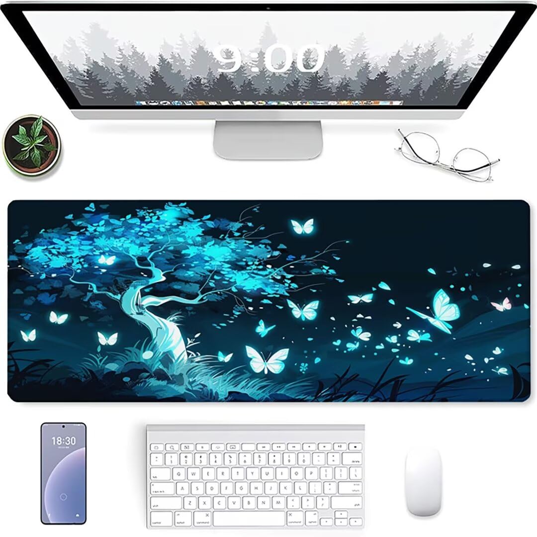 Excel Shortcut-Tasten-Mauspad - erweitertes großes 1200 x 600mm XL-Spickzettel-Gaming-Mauspad | PC-Büro-Tabellenkalkulation-Tastaturmatte | rutschfeste genähte Kante Weiß Baum des Lebens