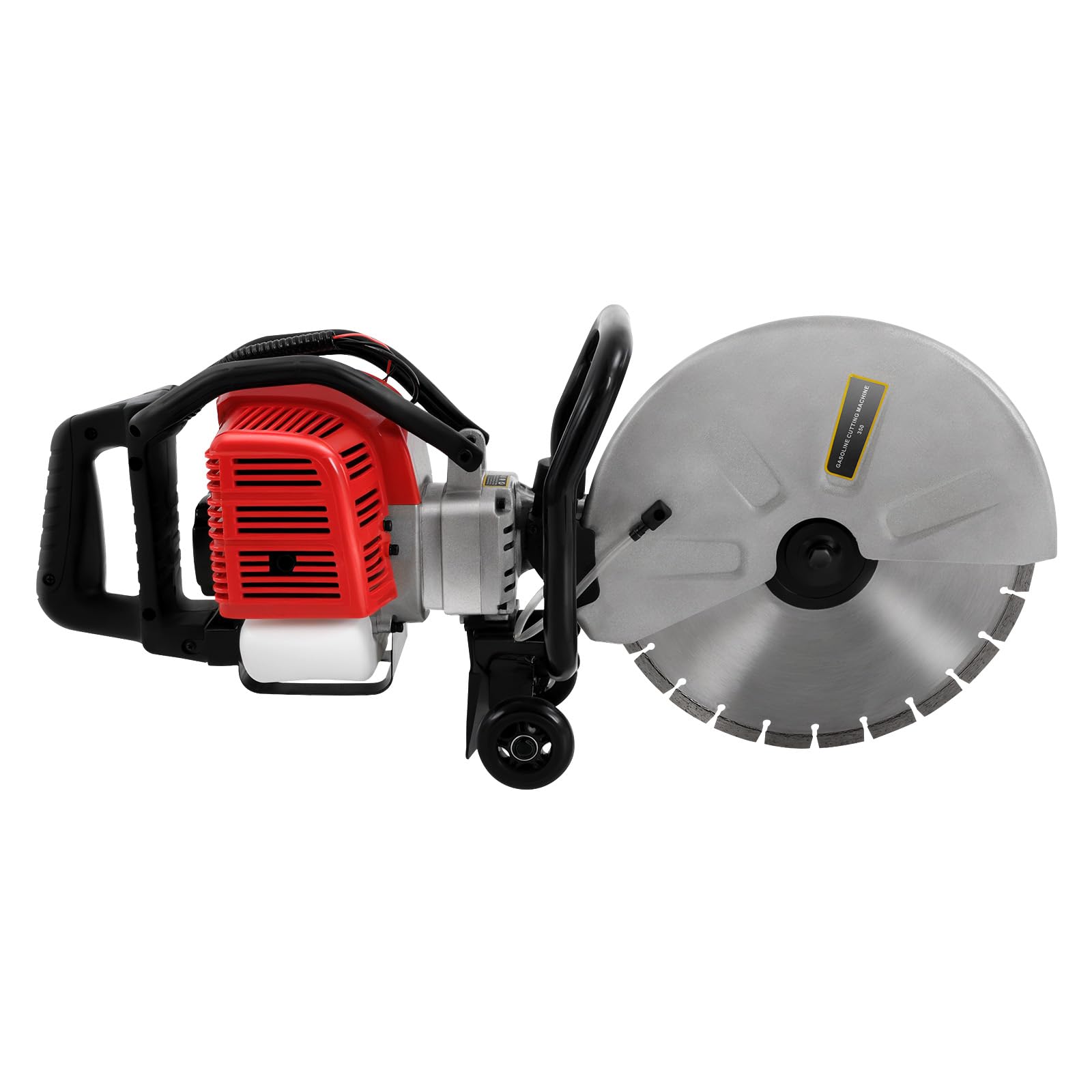 52CC Gas Concrete Saw, 2-Stroke 1400W Power Disc Cutter with 14"/350mm Blade for Wet & Dry Cutting, 6500RPM Professional Tool for Concrete, Stone,