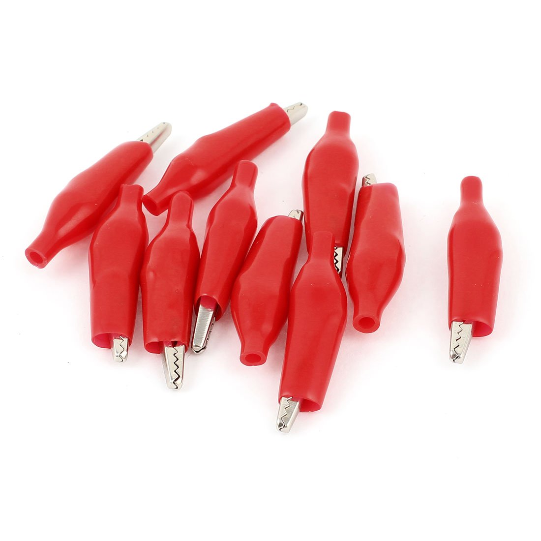 Aexit 10Pcs Red Electrical Testing Alligator Test Clip Battery Charging Clamp for Voltage Testers Jumper Wire