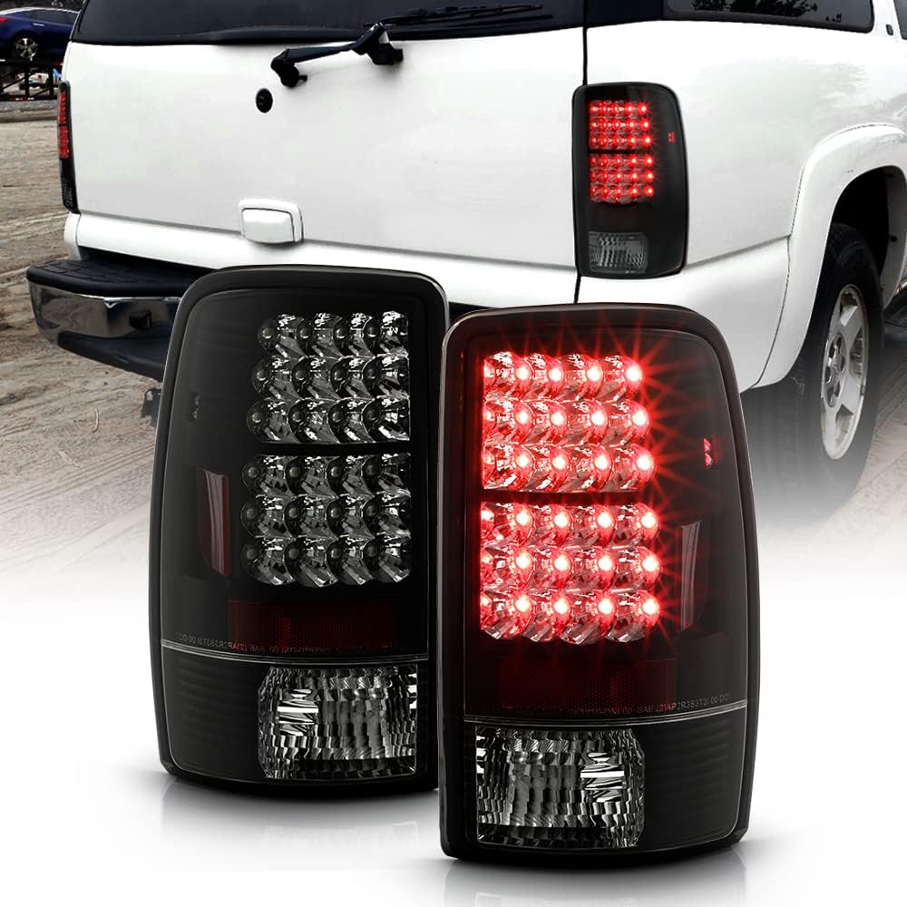 ACANII - For 2000-2006 Chevy Suburban Tahoe GMC Yukon Black Smoked LED Tail Lights Brake Lamps Replacement Left+Right