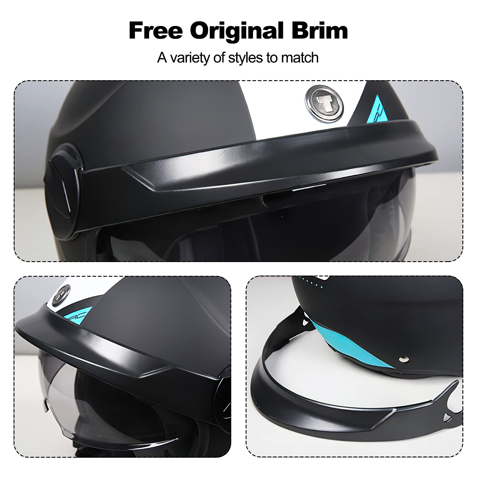 Motorradhelm, ECE 22.06-zertifizierter halboffener Helm, offener Helm, Moto und Roller, Damen, Erwachsene, Anti-Kratz-Visier