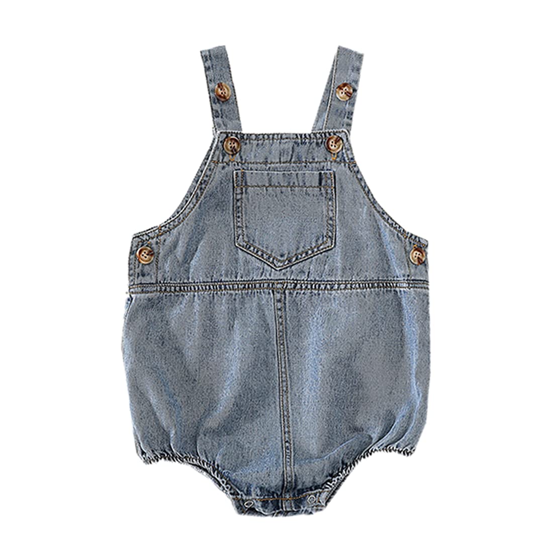 DINGDONG'S CLOSET Baby Toddler Boy Girl Denim Pocket Shortall Jean Triangle Short Overalls(9-12M)